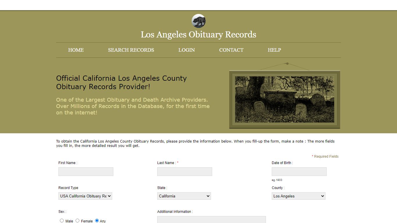 Los Angeles County Obituary Records. Public Records ...